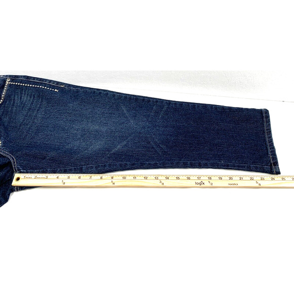 Salt Works Crop Jeans Womens 4 Mid Rise Embroidered Dark Wash Denim Flap Pockets - Picture 9 of 11
